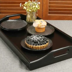 Black Bamboo Standing Serving Tray