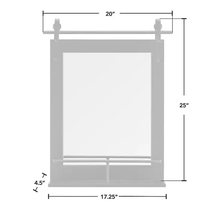 Black Barn Door Wall Mirror with Shelf