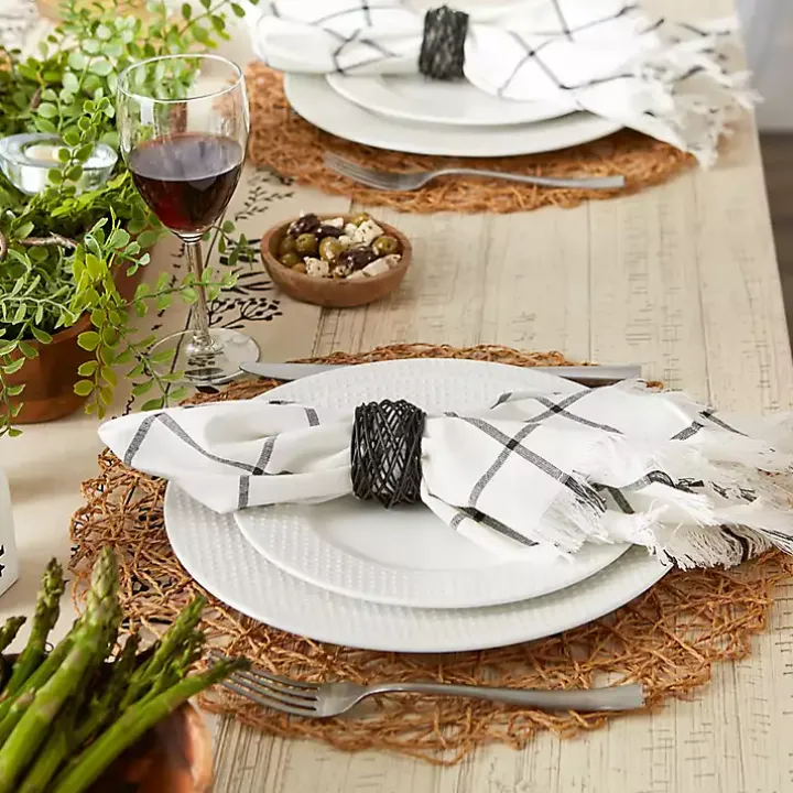 Black Bird Nest 6-pc. Napkin Ring Set