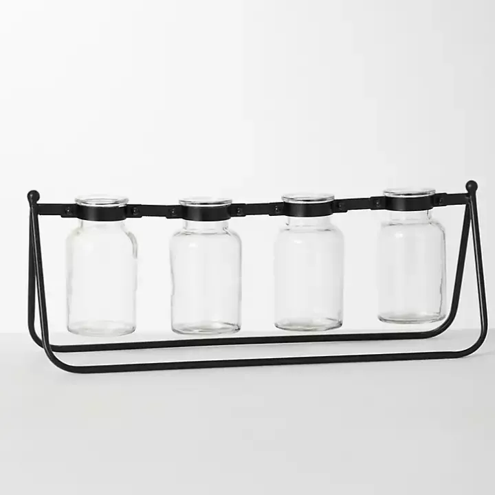 Black 4-Bottle Runner Vase