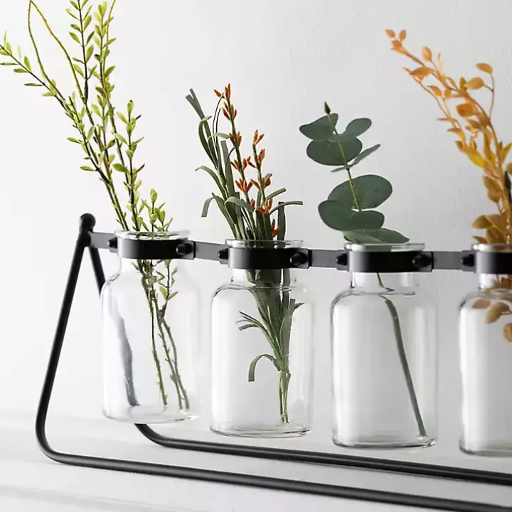 Black 4-Bottle Runner Vase