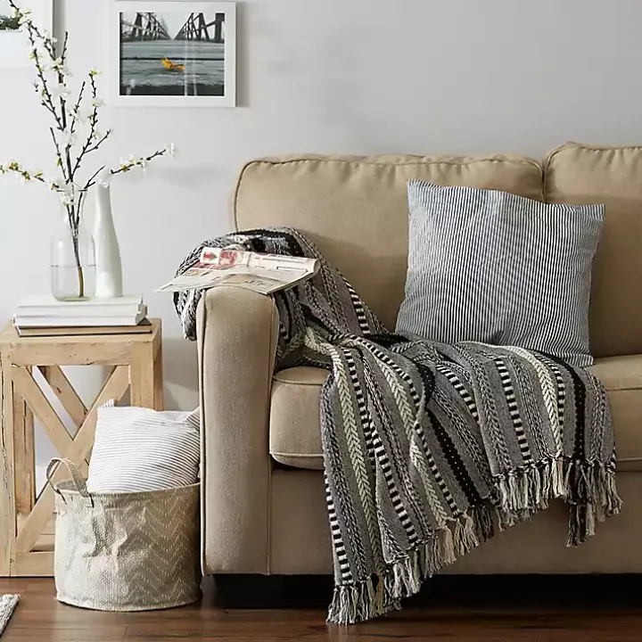 Black Braided Fringe Throw