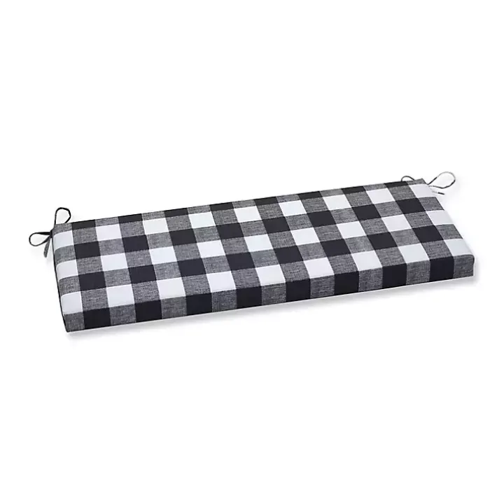 Black Buffalo Check Outdoor Bench Cushion