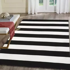 Black Cabana Stripe Indoor/Outdoor Area Rug, 7x9