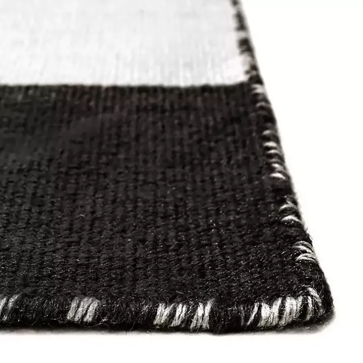 Black Cabana Stripe Indoor/Outdoor Area Rug, 7x9