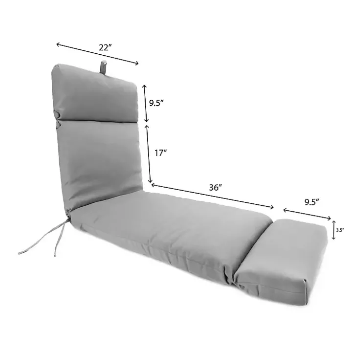 Black Canvas French Edge Outdoor Chaise Cushion