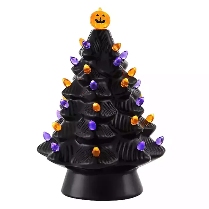 Black Ceramic LED Halloween Tree