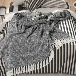 Black Chambray Fringe Throw