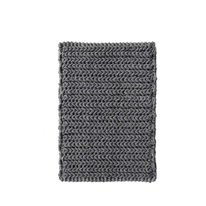 Black Chenille Chain Stitched Bath Mat, 30 in.