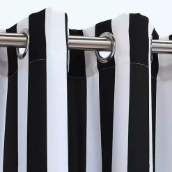 Black Coastal Stripe Outdoor Curtain Panel, 96 in.