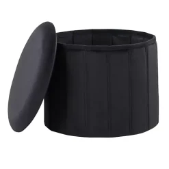 Black Collapsible Storage Ottoman