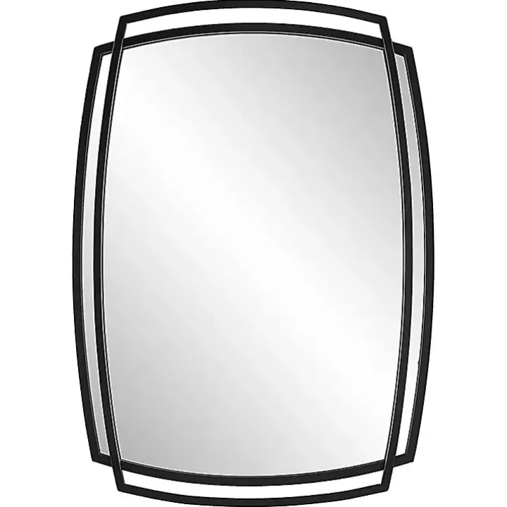 Black Curved Overlapping Wall Mirror