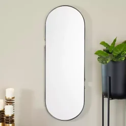 Black Cut Metal Gold Accents Oblong Wall Mirror