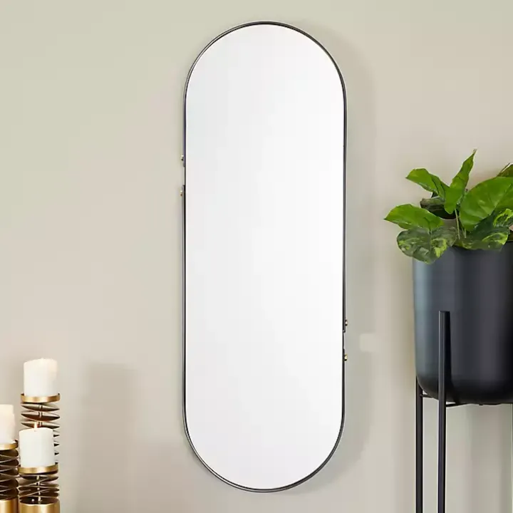 Black Cut Metal Gold Accents Oblong Wall Mirror