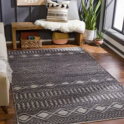 Black Diamond Jute Area Rug, 5x7