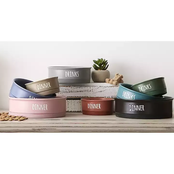 Black Dinner & Drinks 2-pc. Pet Bowl Set, 4 in.