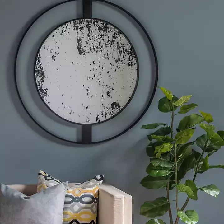 Black Distressed Floating Wall Mirror