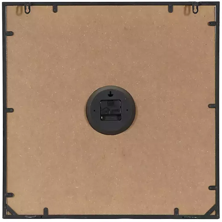Black Distressed Wood Face Square Clock