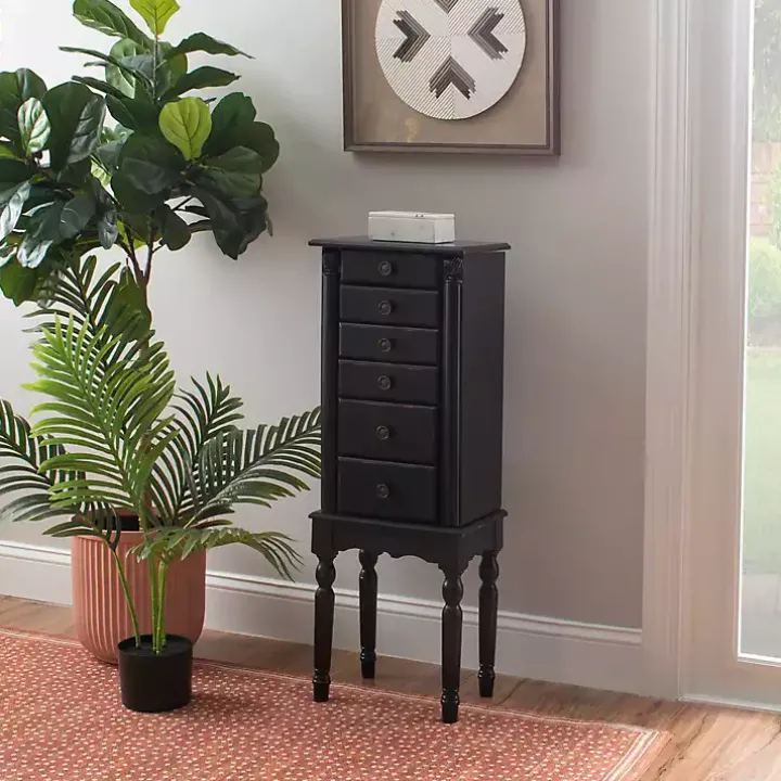 Black 5-Drawer Ollie Petite Jewelry Armoire