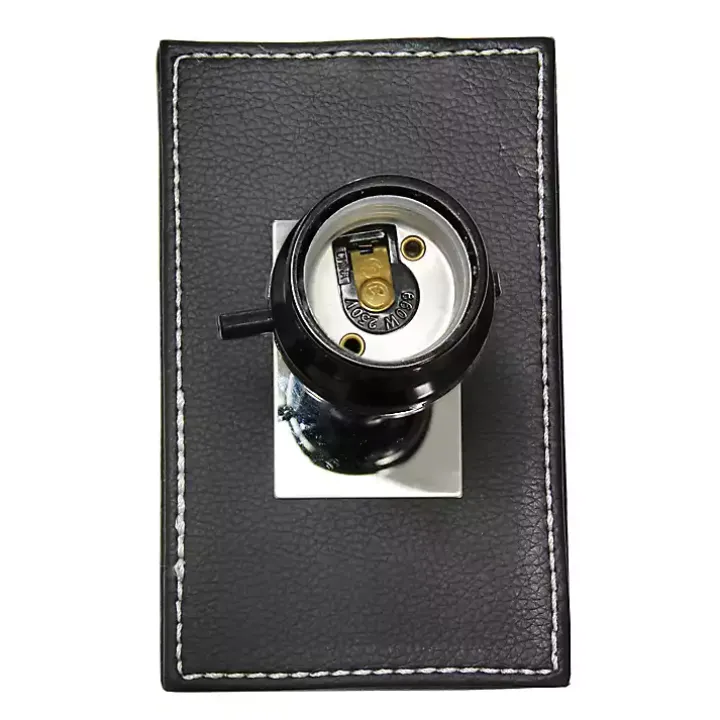 Black Faux Leather Charging Table Lamp
