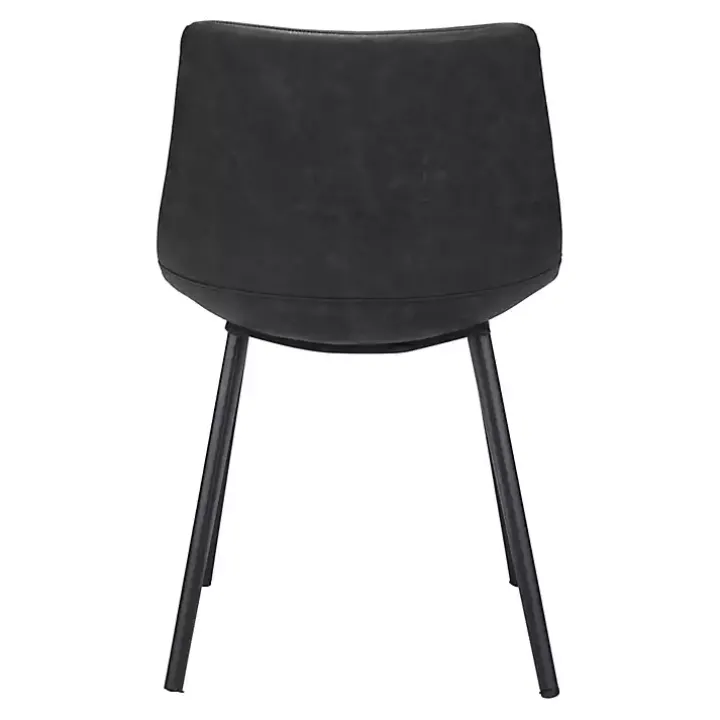 Black Faux Leather Scoop Dining Chairs, Set of 2