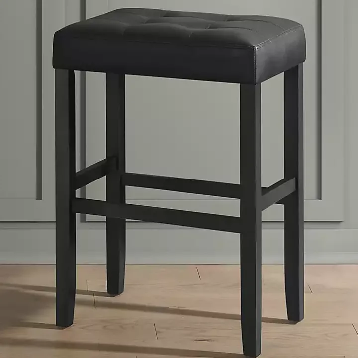 Black Faux Leather Tufted Madison Bar Stool