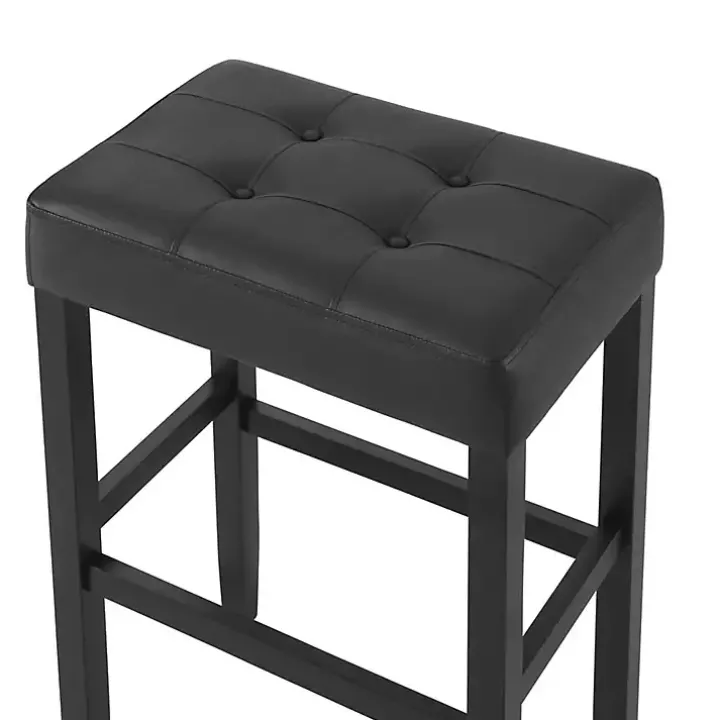 Black Faux Leather Tufted Madison Bar Stool