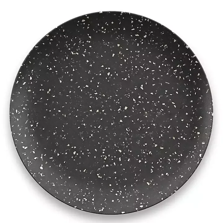 Black Faye Melamine Dinner Plates, Set of 6