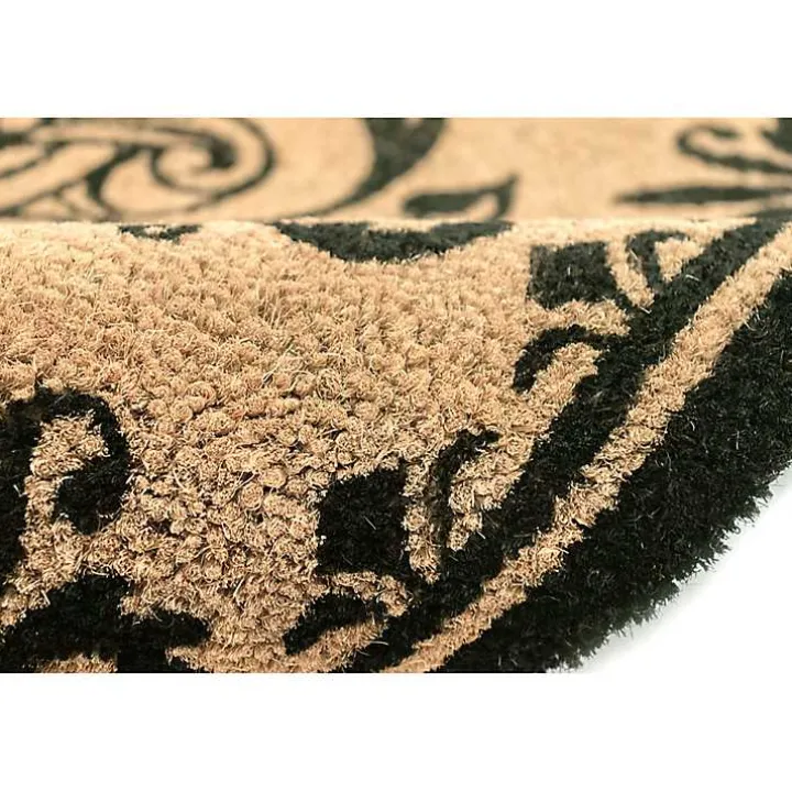 Black Fleur De Lis Monogram H Doormat