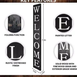 Black Foldable Welcome Porch Board