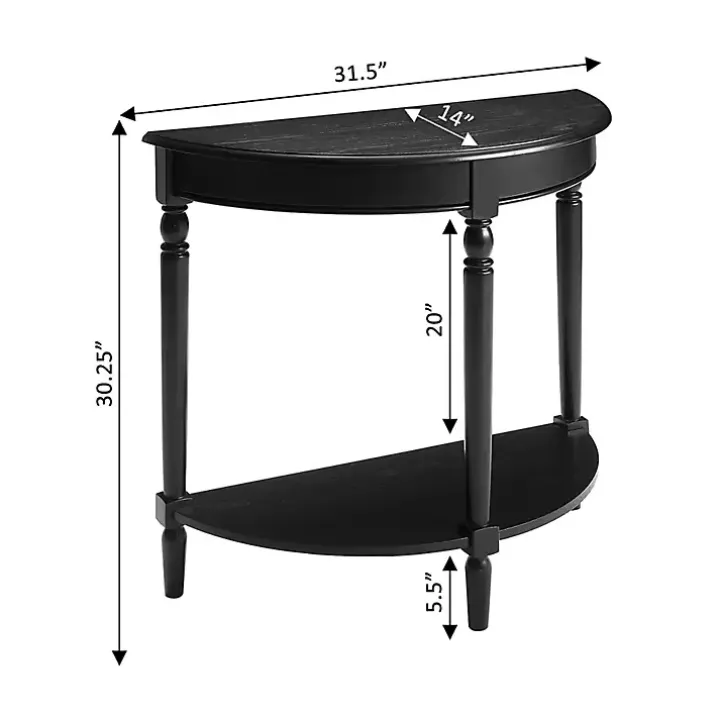 Black French Country Half Round Console Table