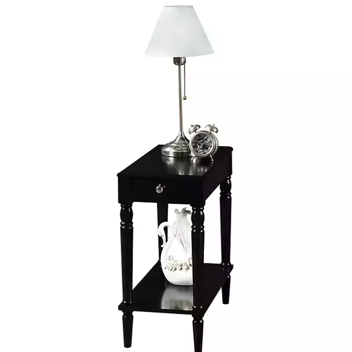 Black French Country Single Drawer Accent Table