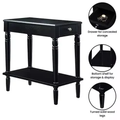 Black French Country Single Drawer Accent Table