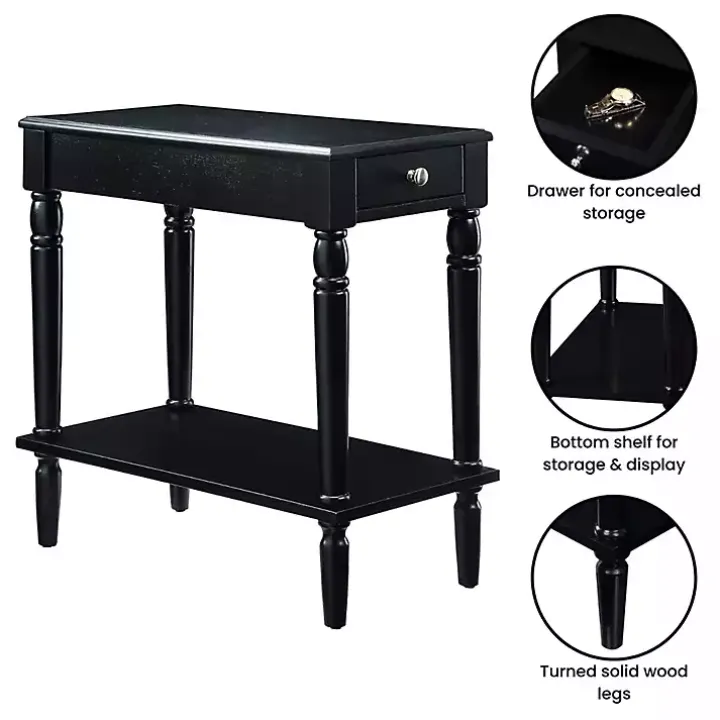 Black French Country Single Drawer Accent Table