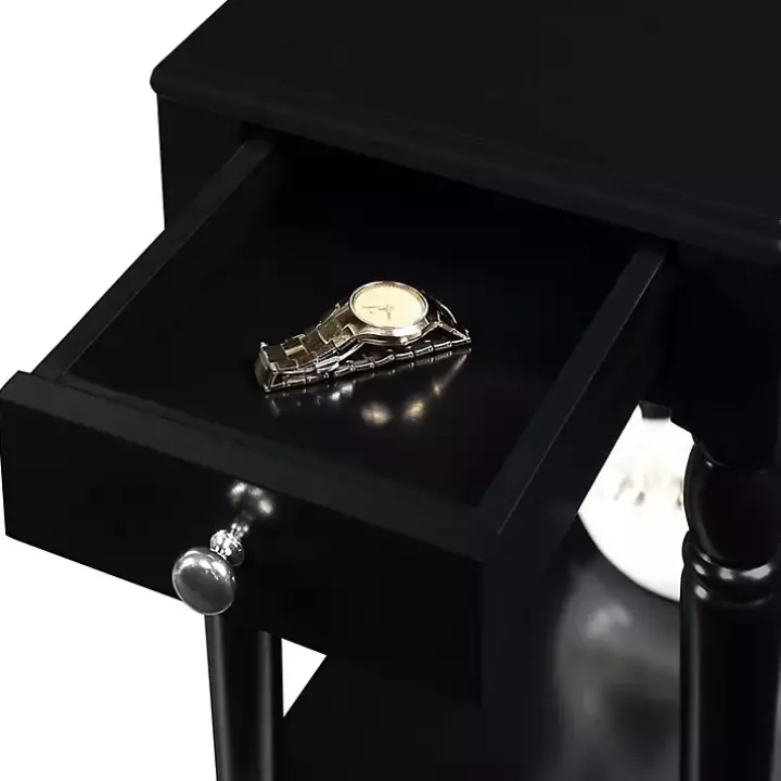 Black French Country Single Drawer Accent Table