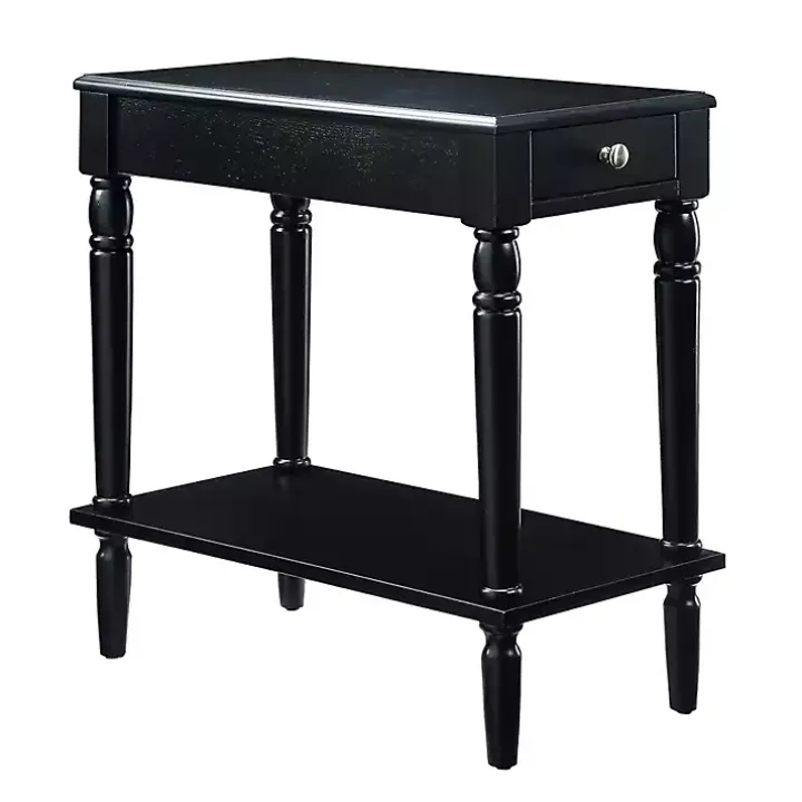 Black French Country Single Drawer Accent Table