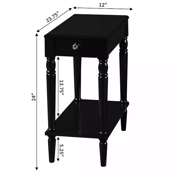 Black French Country Single Drawer Accent Table