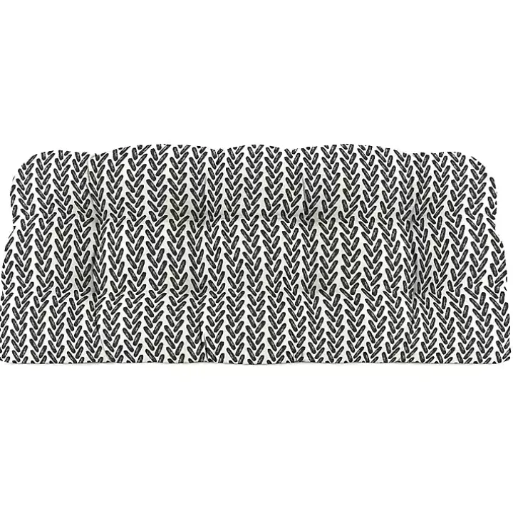 Black French Edge Outdoor Wicker Settee Cushion