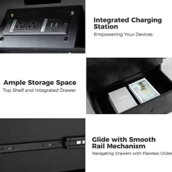 Black Geometric 2-Drawer Charging Nightstand