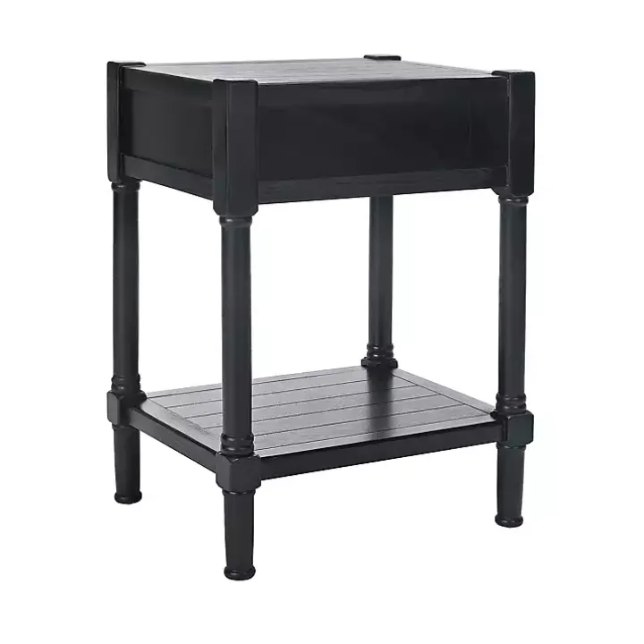 Black Geometrical Industrial Pull Accent Table
