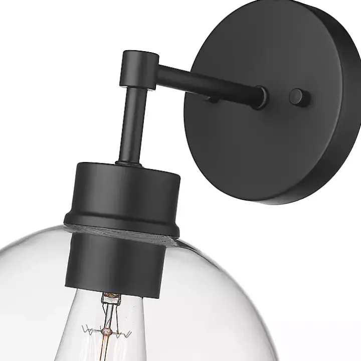 Black Glass Orb Outdoor Sconce Light