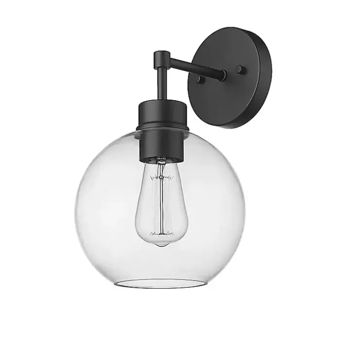 Black Glass Orb Outdoor Sconce Light