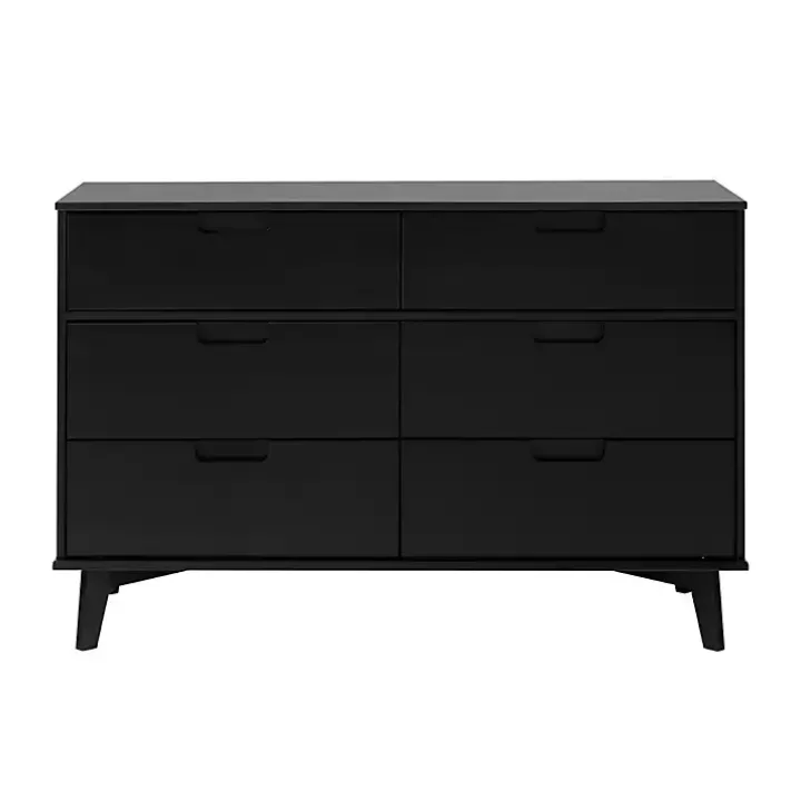 Black Grooved Handle 6-Drawer Dresser