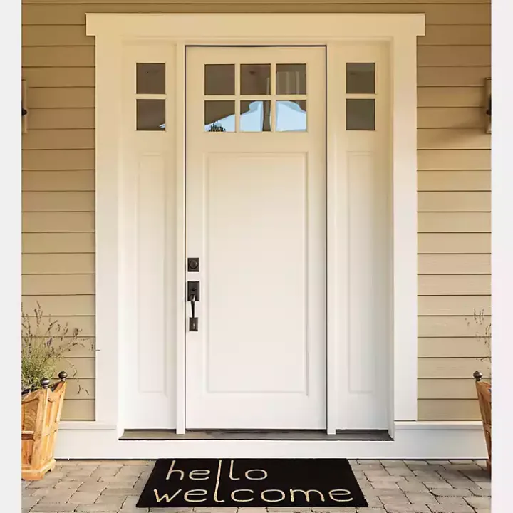 Black Hello Welcome Doormat
