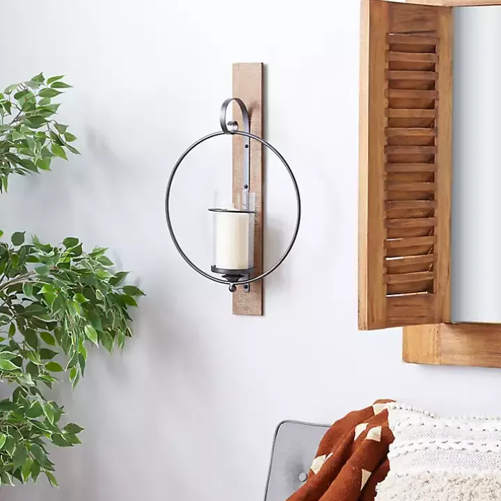 Black Hoop Glass Sleeve Wall Sconce, 24 in.