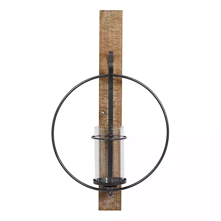 Black Hoop Glass Sleeve Wall Sconce, 28 in.