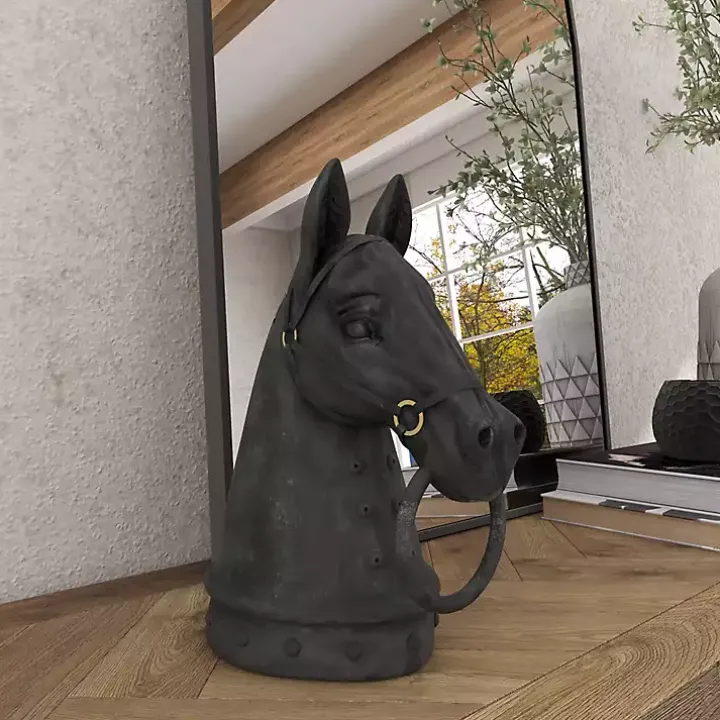Black Horse Head Statue, 12 in.