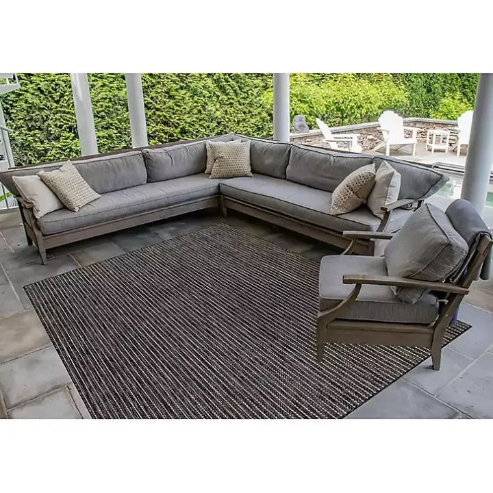 Black Intertwined Santal Outdoor Area Rug, 6x9