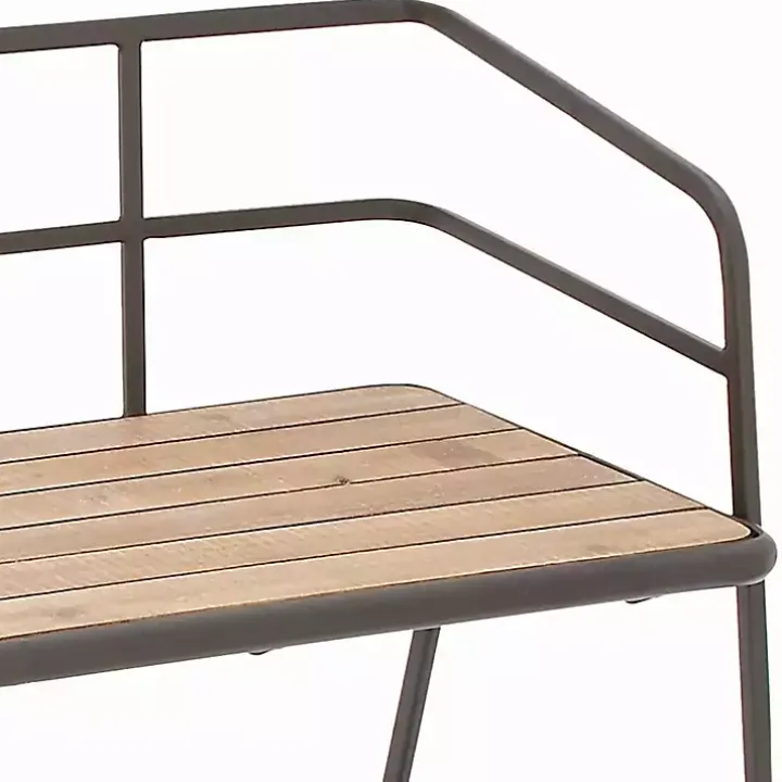 Black Iron and Wooden Seat Industrial Bench