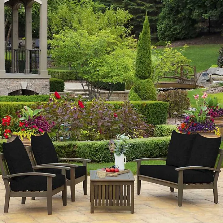 Black Leala Texture Outdoor Deep Seat Cushions